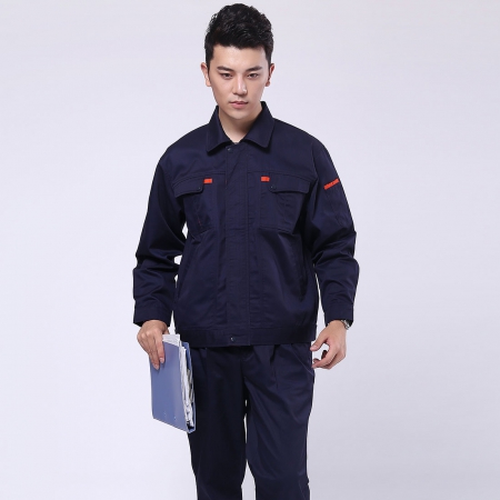 深藍(lán)配桔紅秋季工作服AC069