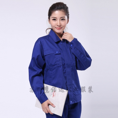 艷藍(lán)滌棉紗卡機(jī)械耐磨工作服AC082-JX