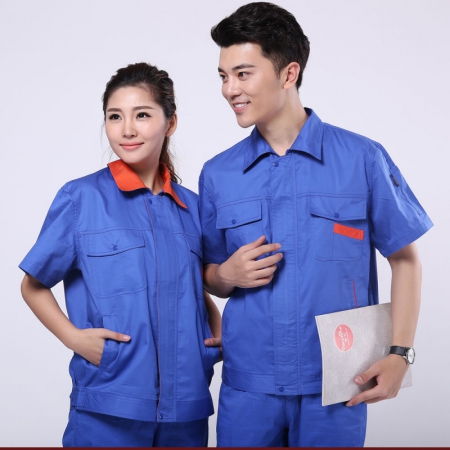 翠藍色夏季工裝工作服AD101